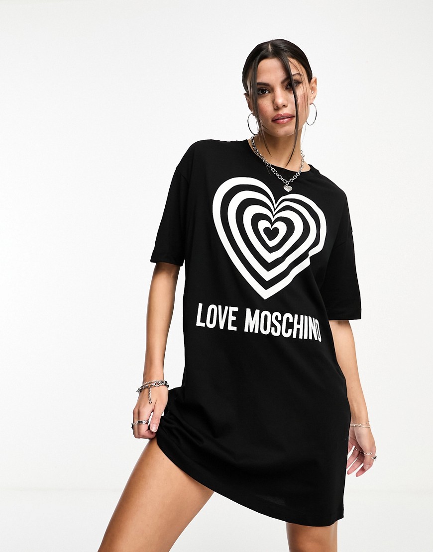 Love Moschino heart logo t-shirt dress in black