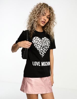 Love Moschino heart logo t shirt in black