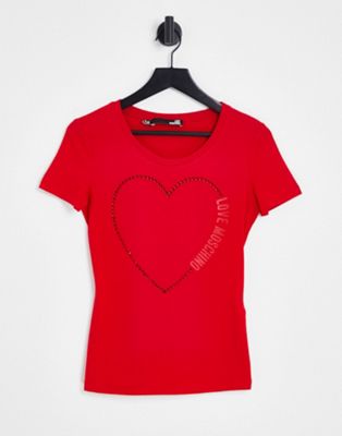 Love Moschino heart logo t-shirt in red