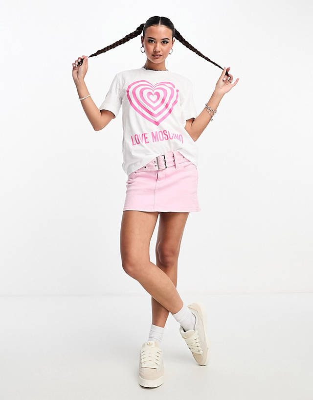 Love Moschino - heart logo t-shirt in white