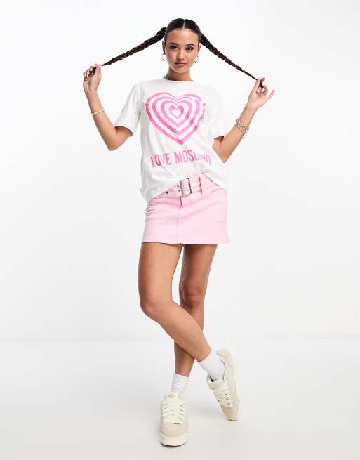 Love Moschino heart logo T-shirt in white