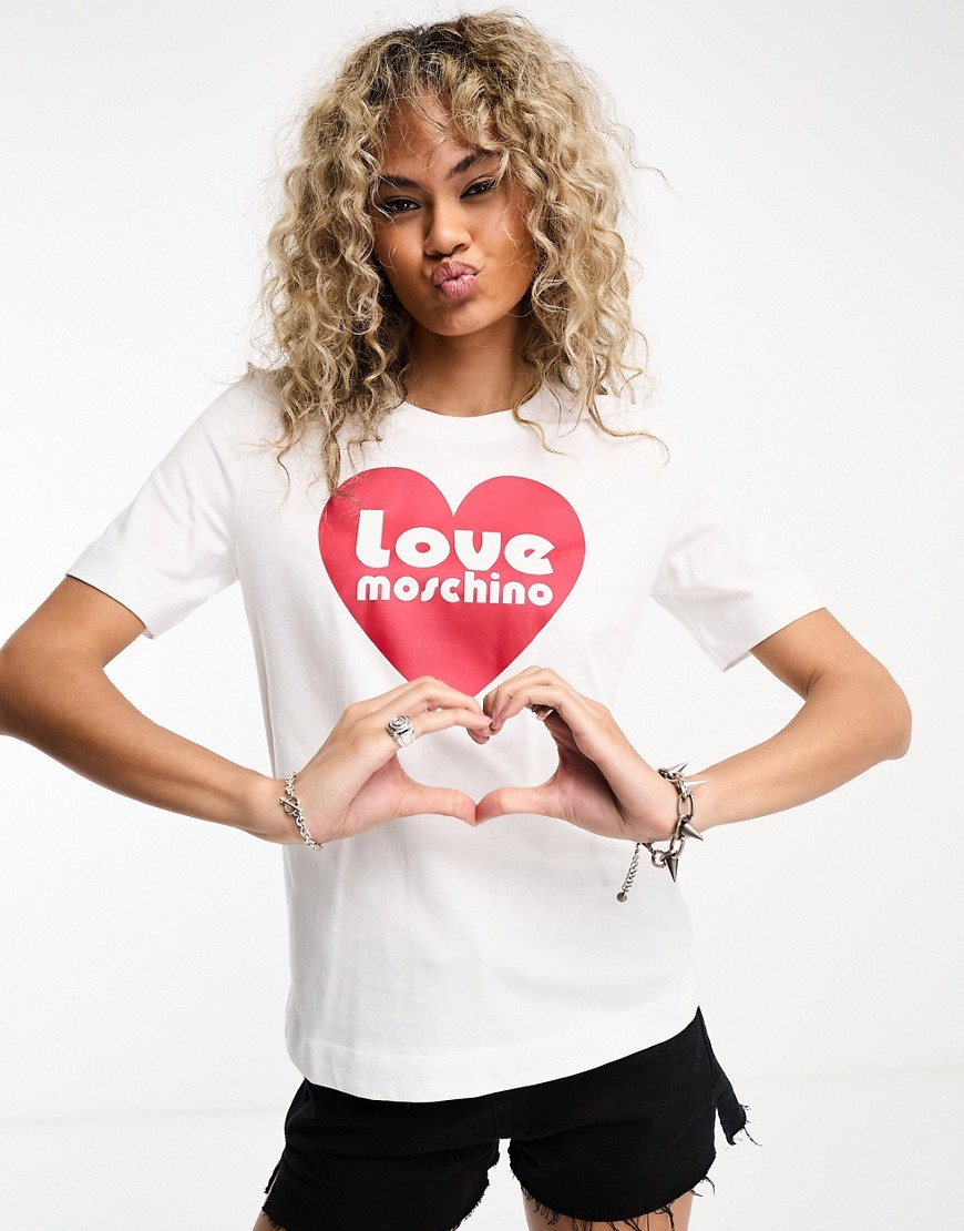 Love Moschino heart logo t-shirt in white