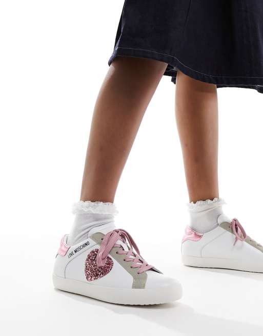 Love Moschino heart logo trainers in white