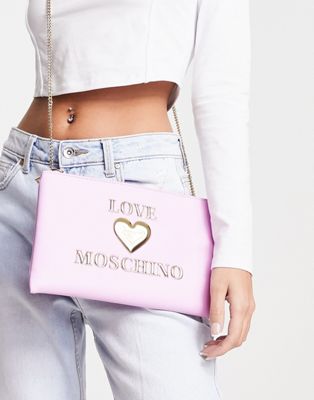 Love Moschino heart logo zip top crossbody bag in pink