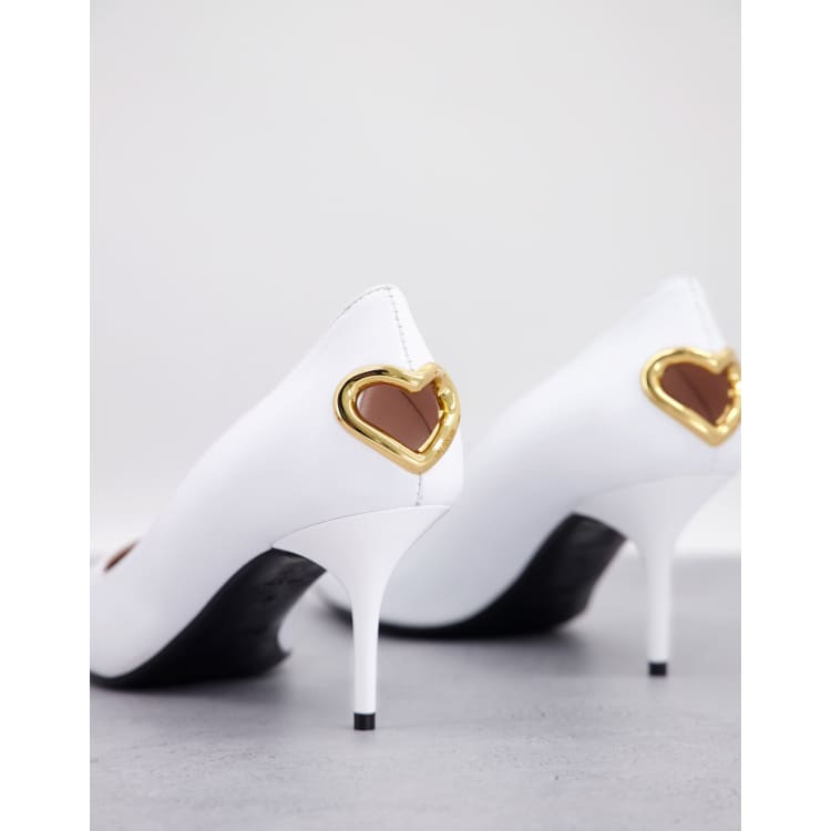 Love moschino gold discount heart point high heels