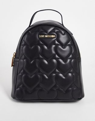 Love Moschino heart quilted backpack in black