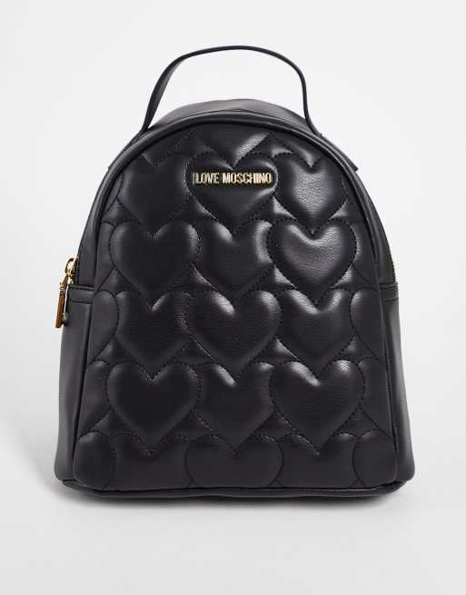 Love Moschino heart quilted backpack in black