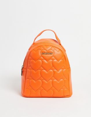 Love Moschino heart quilted backpack in orange