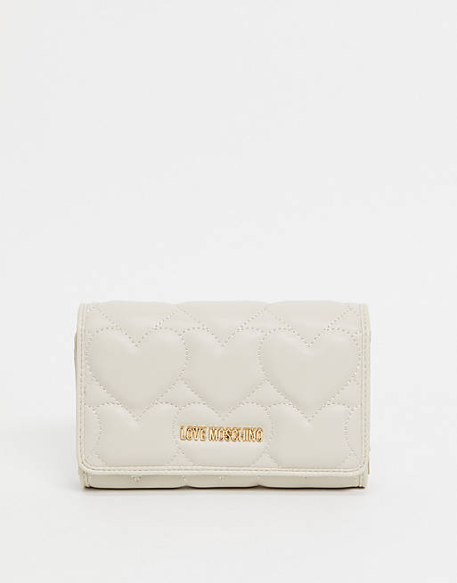 Love Moschino heart quilted purse in cream