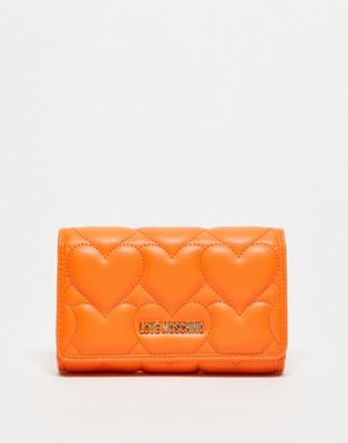 Love Moschino heart quilted purse in orange