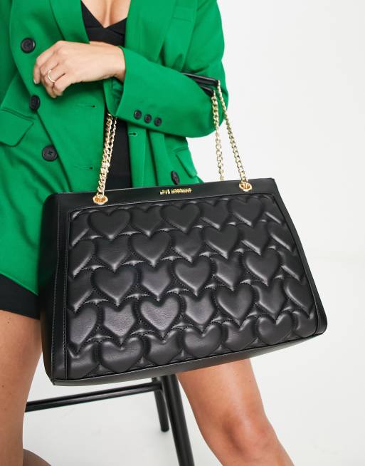 Love Moschino heart quilted tote in black