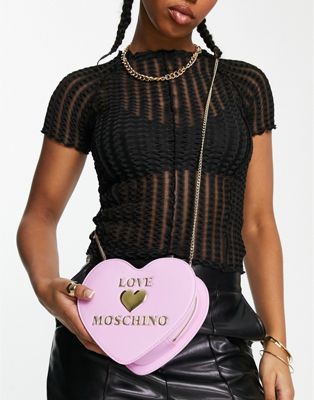 Love Moschino heart shape logo detail crossbody bag in pink