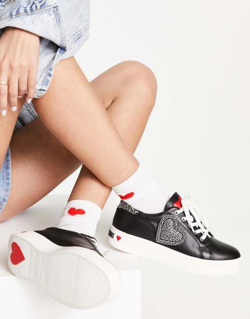 Love Moschino heart sneakers in black ASOS