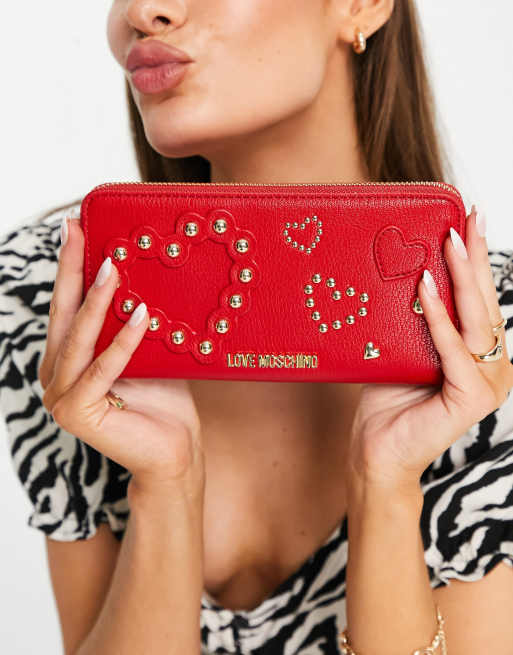 Red studded online purse