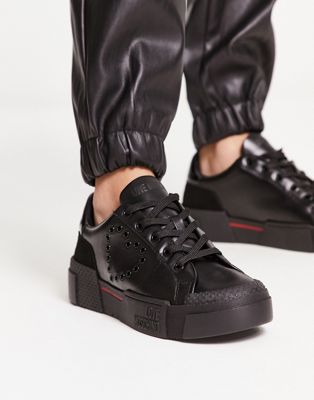 Love Moschino heart trainers with red detail in black