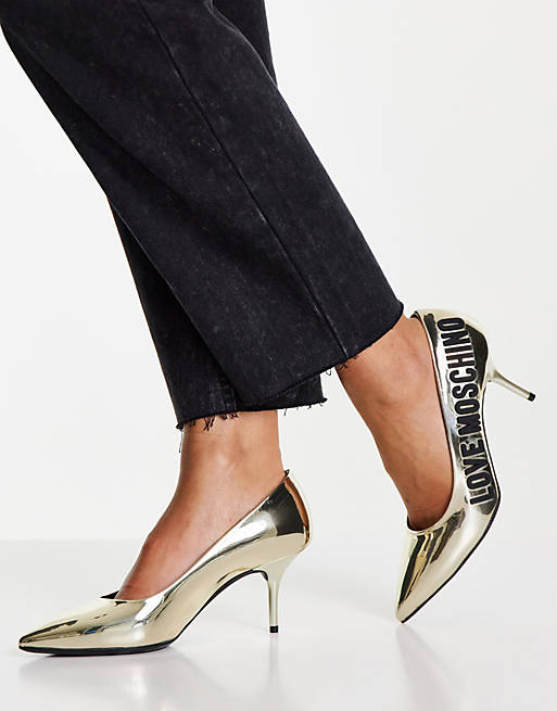 Love Moschino heeled court shoes in platinum