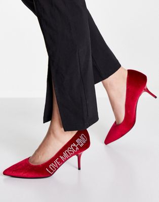 Love Moschino heeled court shoes in red velvet
