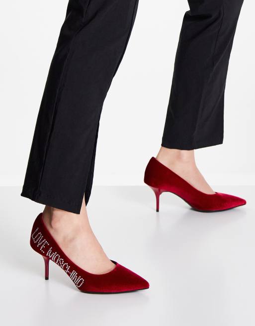 Red velvet sale court shoes