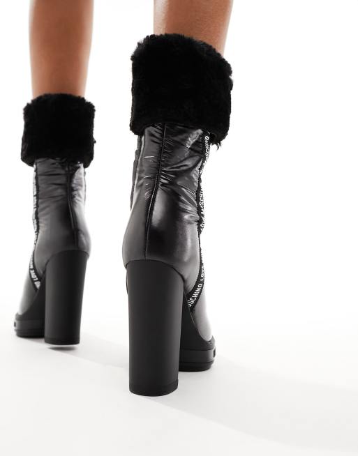 Faux fur high outlet heel boots