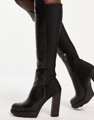 Love Moschino High Heeled Knee Boots In Black
