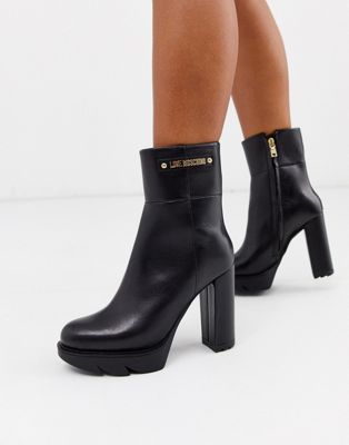 Love Moschino high platform boots-Black