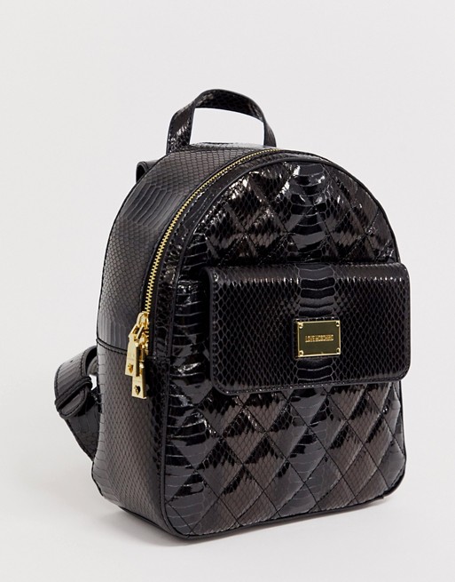 Love Moschino high shine snake quilted backpack