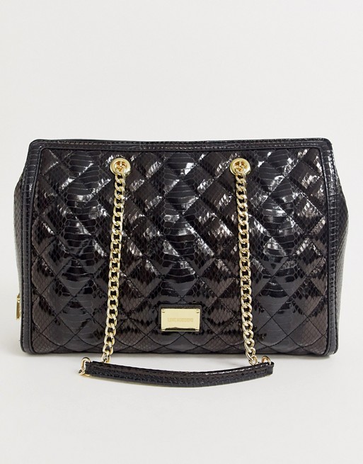 Love Moschino high shine snake quilted faux leather tote bag