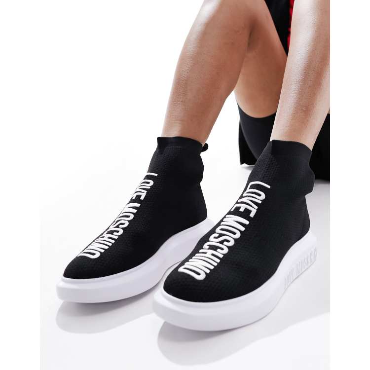 Love Moschino high top trainers in black ASOS