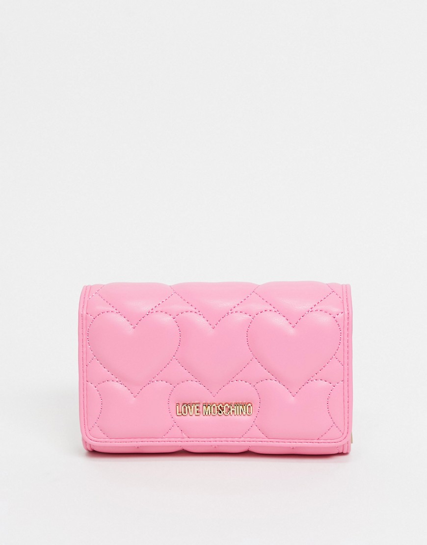 Love Moschino - Hjertevatteret pung i pink-Hvid