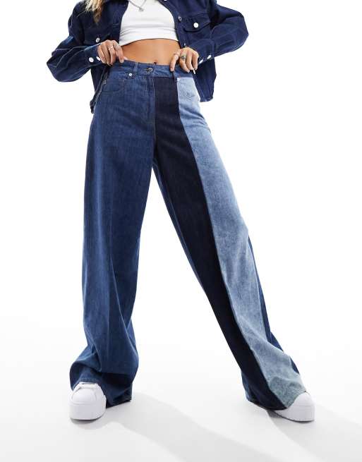 Love Moschino - Højtaljede og blå jeans med vidde og paneler , 3 af 5