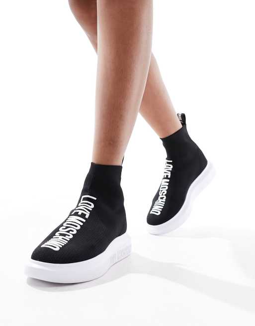 Love Moschino Hoge sneakers in zwart ASOS