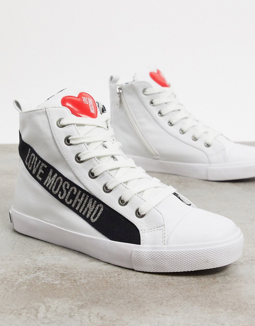 Love Moschino - Hoge sneakers met logo in wit