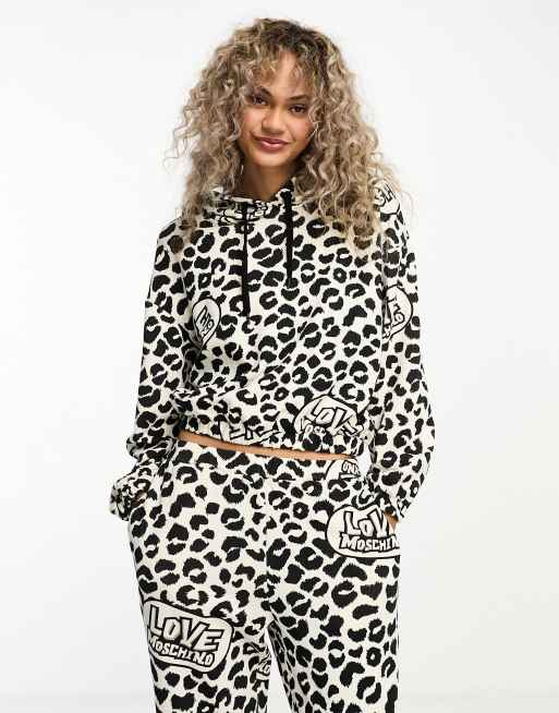 Love Moschino hoodie in all over leopard print (part of a set)