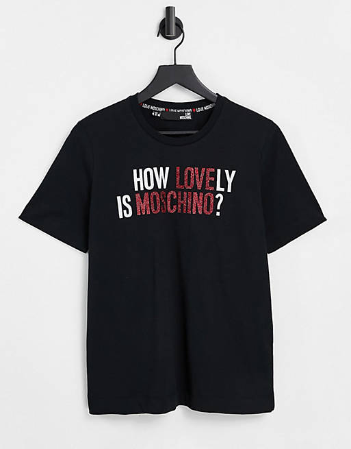 Love Moschino How Lovely logo t-shirt in black