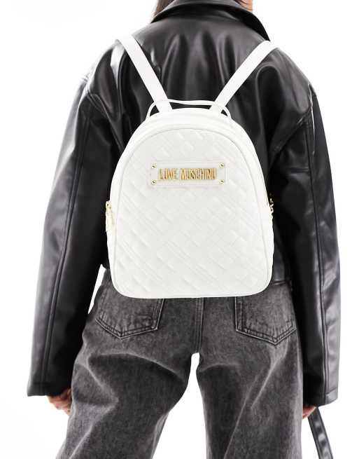 Love Moschino - Hvid quiltet rygsæk
