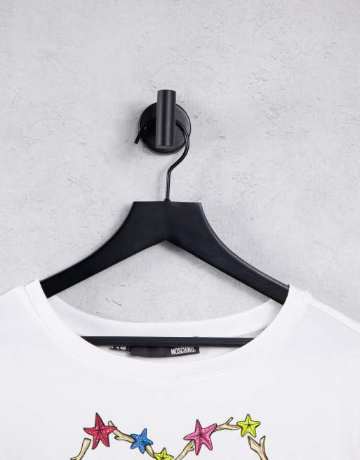 Love Moschino - Hvid T-shirt med hjerteformet stjernelogo, 3 af 4