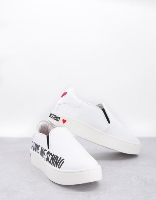 Love Moschino - Hvide pull on-sneakers