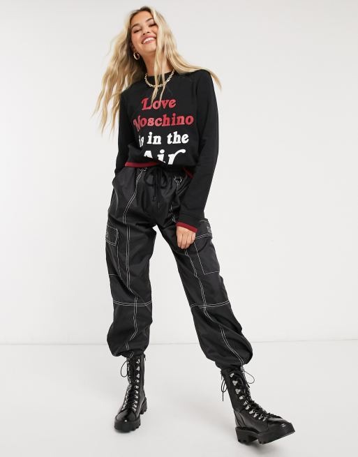 Love Moschino in the air logo sweatshirt in black