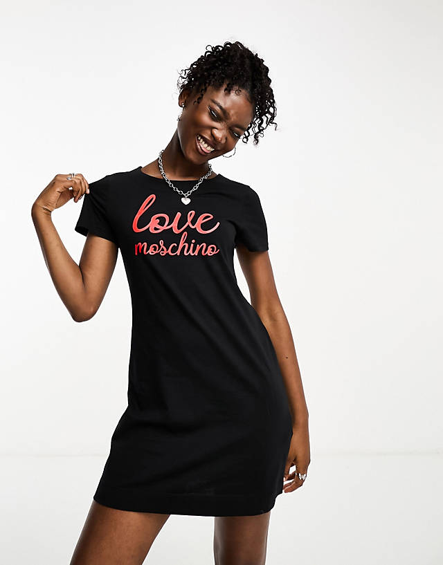 Love Moschino - italic logo t shirt dress in black