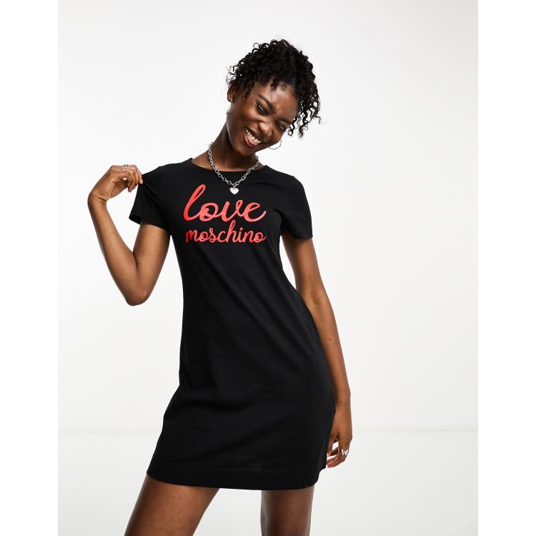 Love Moschino italic logo t shirt dress in black