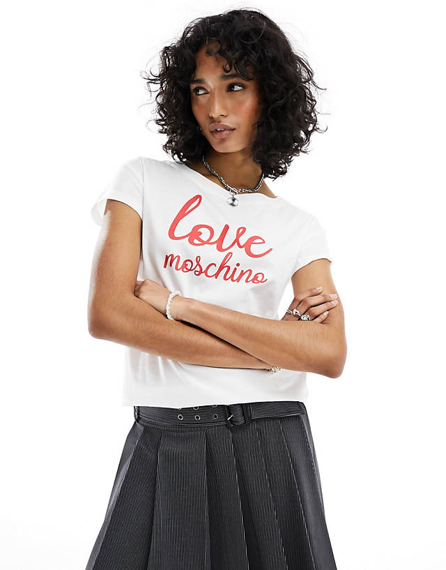 Love Moschino - italic logo t shirt in white