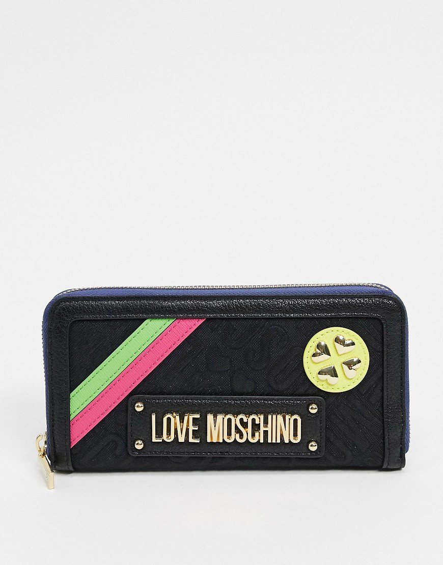 Love Moschino jacquard logo large purse in black