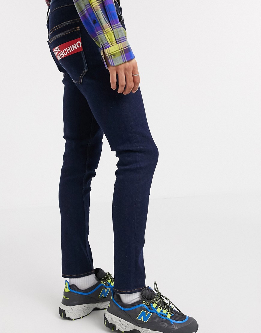 Love Moschino - Jeans skinny con logo sul retro-Blu
