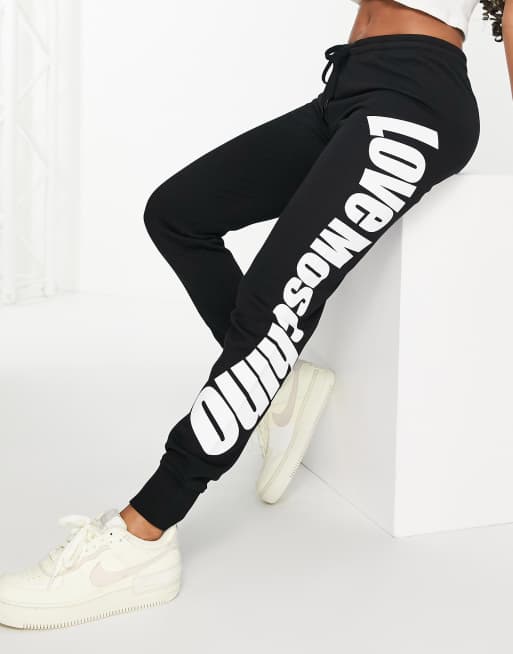 Love Moschino - Joggingbroek met golvend logo op zijkant in zwart