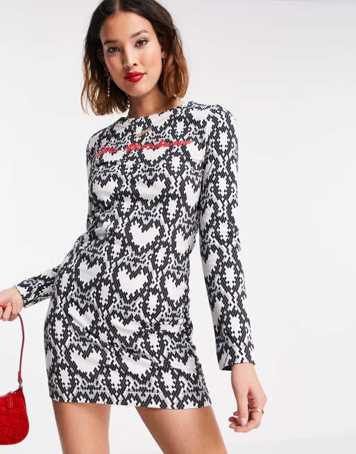Love Moschino - Jurk met hartenprint in grijs