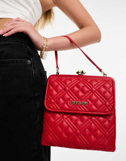 Love Moschino - Kleine doorgestikte damestas in rood, 3 van 4