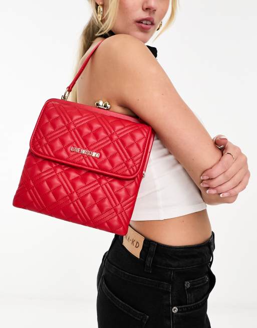 Love Moschino - Kleine doorgestikte damestas in rood, 4 van 4