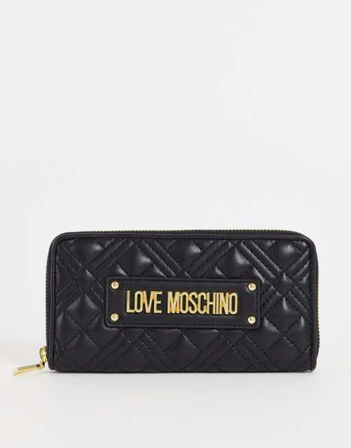 Love Moschino - Kleine gewatteerde portemonnee in zwart