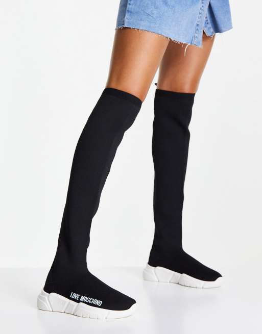 Long sock boots clearance black