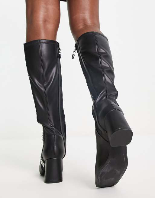 Love Moschino – Kniehohe Stiefel in Schwarz mit Logo, 3 von 4
